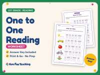 One to One Reading Worksheet – 1st Grade Fluency Practice + Answer Key preview