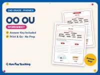 OO OU Worksheet – 2nd Grade Digraphs & Vowels Practice + Answer Key preview