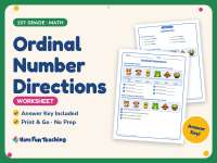 Ordinal Number Directions Worksheet – 1st Grade Ordinal Numbers preview