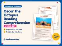 Oscar the Octopus Reading Comprehension Worksheet – 2nd Grade Animals preview