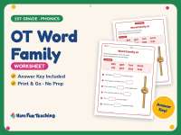 OT Word Family Worksheet – 1st Grade Word Families Practice preview