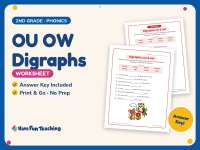 OU OW Digraphs Worksheet – 2nd Grade Long Vowels Practice + Answer Key preview