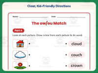 OU OW Matching Game Worksheet – 1st-4th Grade Digraphs & Vowels preview 4