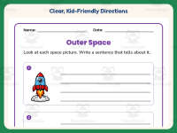 Outer Space Sentences Worksheet – 1st Grade Science Practice preview 4