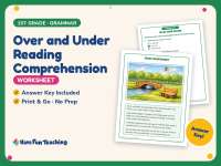 Over and Under Reading Comprehension Worksheet – 1st Grade Opposites preview