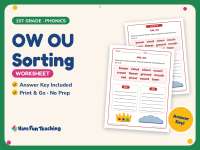 OW OU Sorting Worksheet – 1st Grade Digraphs & Vowels Practice preview