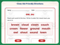 OW OU Sorting Worksheet – 1st Grade Digraphs & Vowels Practice preview 4