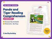 Panda and Tiger Reading Comprehension Worksheet – 3rd Grade Animals preview
