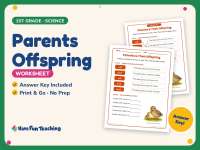 Parents Offspring Worksheet – 1st Grade Animals Practice + Answer Key preview