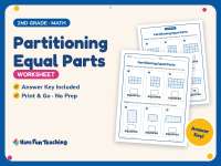Partitioning Equal Parts Worksheet – 2nd Grade Fractions Practice preview