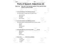 Parts of Speech | Adjectives 2 | High School Grammar Worksheet (Docs) preview 2