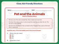 Pat and the Animals Phonics Reading Worksheet – 1st Grade Short Vowels preview 4