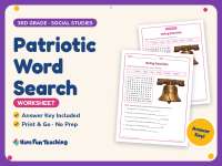Patriotic Word Search Worksheet – 3rd Grade America & Government preview