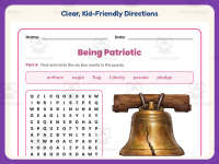 Patriotic Word Search Worksheet – 3rd Grade America & Government preview 4