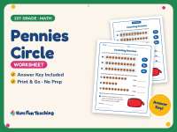 Pennies Circle Worksheet – 1st Grade Money Practice + Answer Key preview