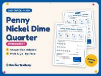 Penny Nickel Dime Quarter Worksheet – 2nd Grade Money Practice preview