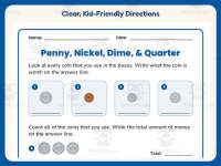 Penny Nickel Dime Quarter Worksheet – 2nd Grade Money Practice preview 4