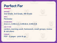 Perimeter Grids Worksheet – 3rd Grade Geometry & Measurement Practice preview 6