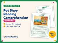 Pet Shop Reading Comprehension Worksheet – 1st Grade Practice preview