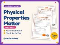 Physical Properties Matter Worksheet – 3rd Grade States of Matter preview