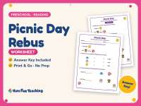 Picnic Day Rebus Worksheet – Preschool Reading Practice + Answer Key preview