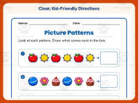 Pictures Patterns Worksheet – Kindergarten Math Practice + Answer Key preview 4