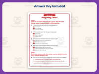 Ping Pong Time Reading Comprehension Worksheet – 3rd Grade Practice preview 3