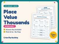 Place Value Thousands Worksheet – 4th Grade Math Practice + Answer Key preview