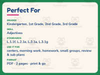Play Scrabble Adjectives Worksheet – 1st-3rd Grade Grammar Practice preview 6