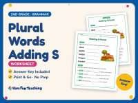 Plural Words Adding S Worksheet – 2nd Grade Nouns Practice preview