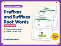 Prefixes and Suffixes Root Words Worksheet – 3rd Grade Grammar preview