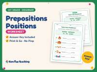 Prepositions Positions Worksheet – 1st Grade Grammar Practice preview