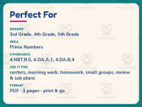 Prime Numbers Worksheet – 4th Grade Multiplication Practice preview 6