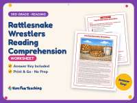 Rattlesnake Wrestlers Reading Comprehension Worksheet – 3rd Grade preview