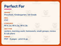 Reading CVC Words Worksheet – Kindergarten Beginning Sounds Practice preview 6