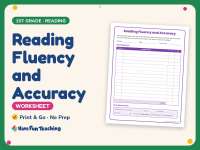 Reading Fluency and Accuracy Worksheet – 1st Grade Practice preview