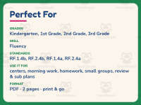 Reading Fluency Worksheet – 1st-2nd Grade Practice preview 6