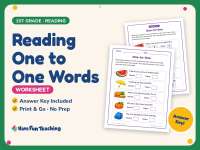 Reading One to One Words Worksheet – 1st Grade Fluency Practice preview