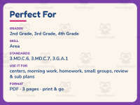 Rectangles Area Worksheet – 3rd Grade Geometry Practice + Answer Key preview 6