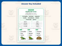 Reptiles Alphabetical Order Worksheet – 2nd Grade Animals Practice preview 3