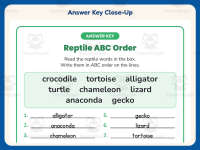 Reptiles Alphabetical Order Worksheet – 2nd Grade Animals Practice preview 7