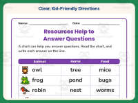 Resources Help to Answer Questions Worksheet – 1st Grade Prompts preview 4