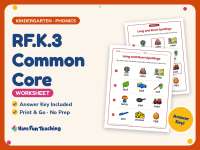 RF.K.3 Common Core Worksheet – Kindergarten Long Vowels & Short Vowels preview