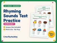 Rhyming Sounds Test Practice – 1st Grade Grammar + Answer Key preview