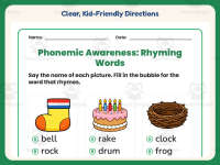 Rhyming Sounds Test Practice – 1st Grade Grammar + Answer Key preview 4