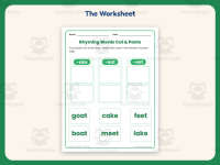 Rhyming Words -ake, -oat, -eet Cut and Paste Worksheet – 1st Grade preview 2
