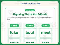 Rhyming Words -ake, -oat, -eet Cut and Paste Worksheet – 1st Grade preview 7