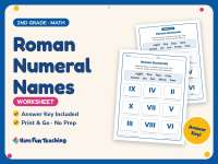 Roman Numeral Names Worksheet – 2nd Grade Roman Numerals Practice preview