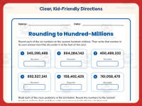 Rounding to Hundred Millions Worksheet – 5th Grade Estimation Practice preview 4