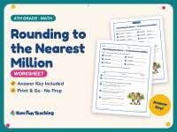 Rounding to the Nearest Million Worksheet – 4th Grade Estimation preview